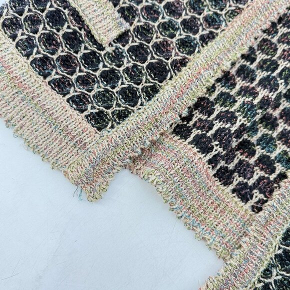 Roz & Ali Women’s Knit 3/4 Sleeve Metallic Weave Cardigan Sweater Sz M Preppy - Picture 6 of 9